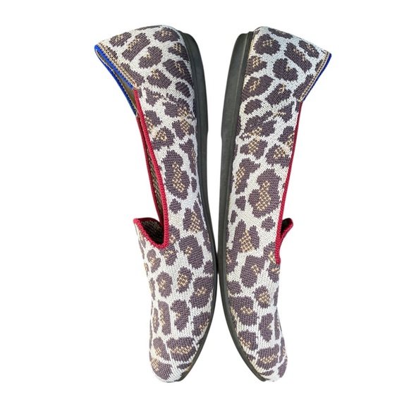 Rothy's Leopard Print Flats with Red and Blue Accents - Picture 3 of 9